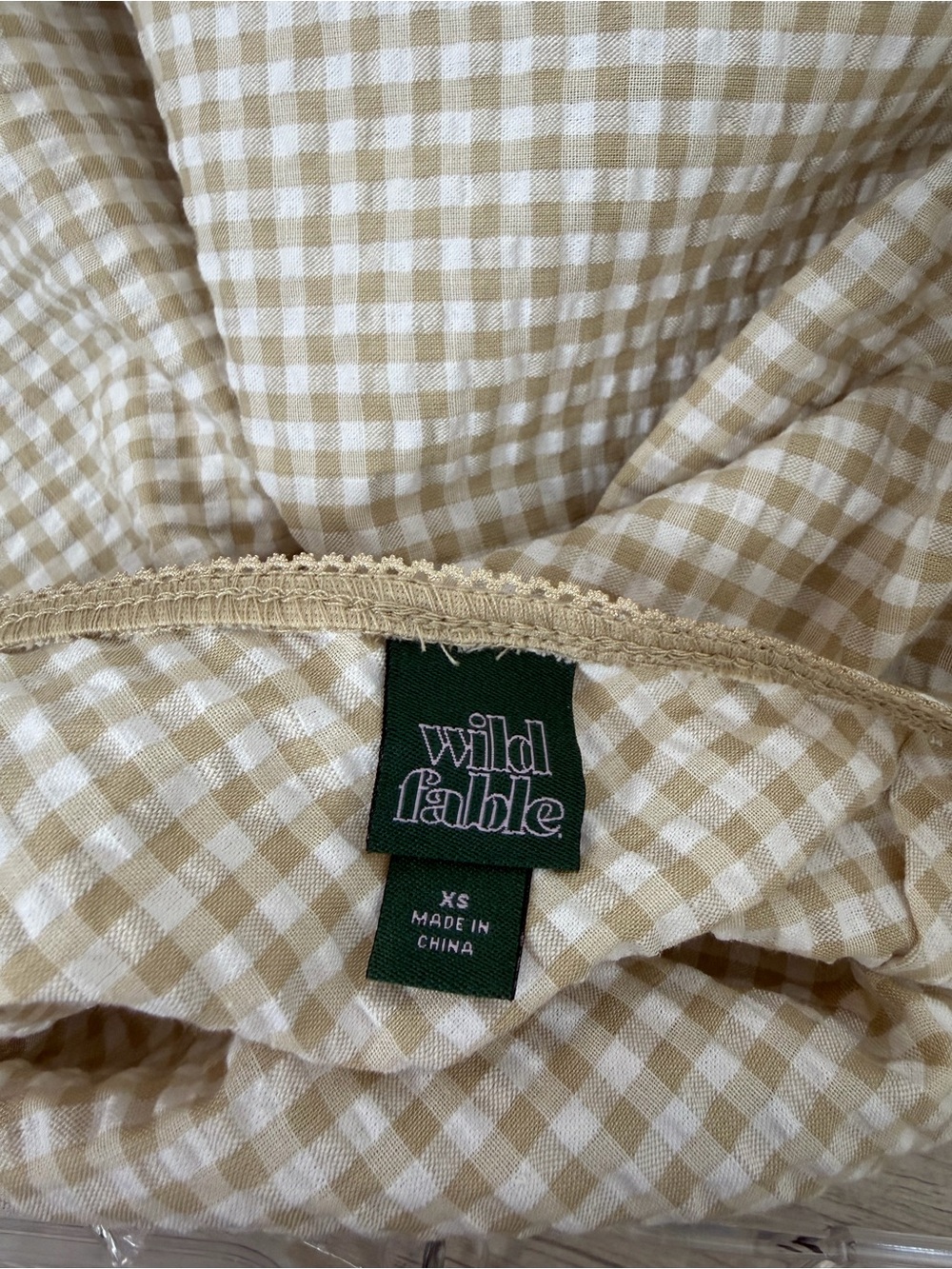 Wild Fable Gingham Midi Skirt Tan & White Size XS NWT - Picture 10 of 11